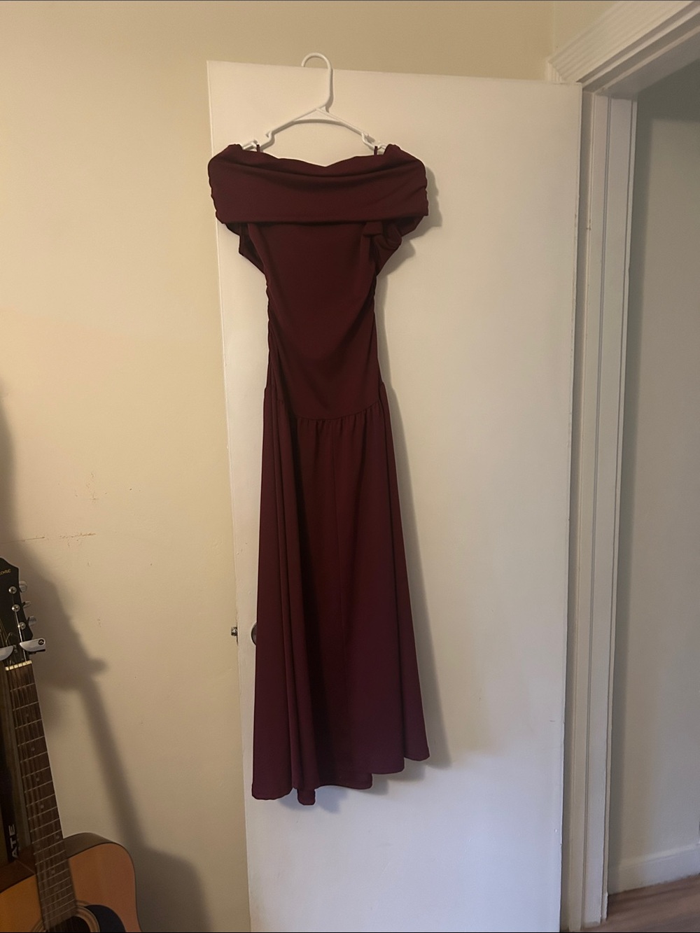 SHEIN One-Shoulder Burgundy Evening Maxi Dress